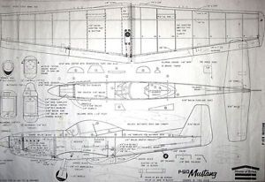 WWII P 51D Mustang Model Plane Plan Wing 35 " C L 051 to 10 Engines Balsa