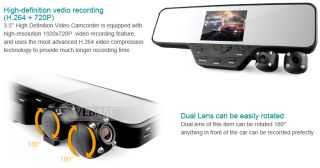 HD DV Dual Camera Lens Car Vehicle DVR Cam Dash Video Recorder Rearview Mirror