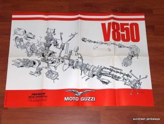 Moto Guzzi Exploded Engine Poster 750 850 Ambassador Eldorado
