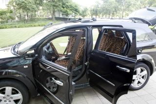 17pc Brown Zebra Animal Print Complete SUV Auto Seat Covers Full Set Head Rest