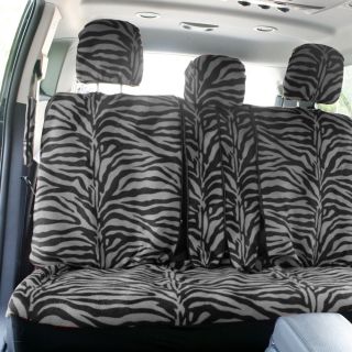 8PC Oxgord Gray Zebra Tiger Animal Low Back Bench Row Car Seat Cover