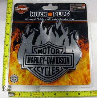 Harley Davidson Shield Flames Hitch Cover Plug Solid Metal Truck Trailer L893