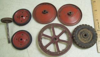 Vintage Antique Toy Truck Car Wheel Tires Parts Lot Steel Cast Iron Rubber