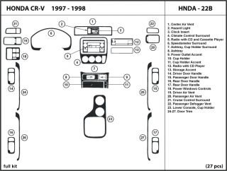 Honda CR V 97 98 1997 1998 Wood Dash Kit Trim Tuning Interior Dashboard Hnda 22B