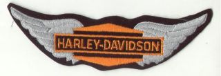 True Genuine AMF Vintage Harley Davidson 7" Orange Biker Wings Jacket Patch RARE
