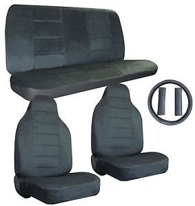 Quilted Velour Encore Car SUV Seat Covers Belt Pads Steering Wheel Dark Grey 8