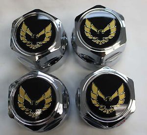 Firebird Trans Am Gold Bird Chrome 16" Wheel Center Caps Set of 4 New