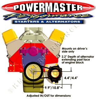 Powermaster 770 Small Block Chevy Low Mount Alternator Bracket Chrome