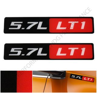 Pair of 5 7L LT1 Engine Red Black Sticker Decal Bumper Emblem Fender Badge