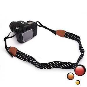 Polka Dot SLR Quick Rapid Sling Belt Neck Shoulder Camera Strap Nikon Sony Black