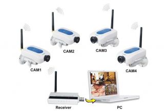 4 CH Wireless Digital Camera Spy DVR Via Internet PC Survellance System Security