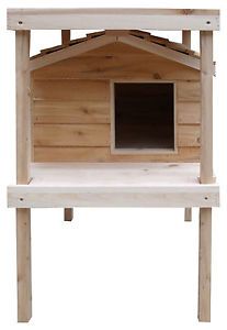 Heated Large Insulated Cedar Outdoor Cat House w Raised Loft Feral Shelter