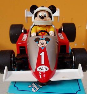 Mickey Mouse Race Car Disney Masudaya Wind Up 1984 Red