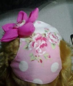 XXS Dog Dog Clothes Dress Dog Headband Pink Rose Costume Pet 10" 