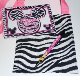 Personalized Disney Pink Zebra Mickey Minnie Mouse Autograph Book Bag Pen New