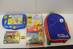 Leap Frog My First LeapPad Learning System 4 Books 3 Cartridges Back Pack