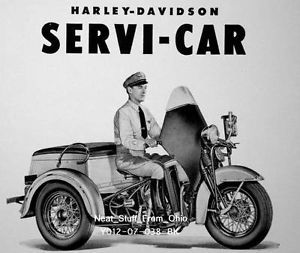 ☼→ Harley Davidson Servi Car Original Black White Advertisement C1940s