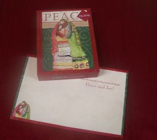 Embellished Lang Boxed Christmas Cards Be at Peace w Art by Lori Siebert