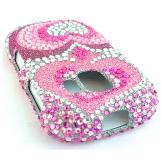 Pink Heart Bling Diamond Hard Case Cover Alcatel One Touch 871A at T Accessory