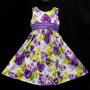 Purple White PUW136 x'mas Party Casual Trendy Summer Girls Dress 7 8Y Sz 110
