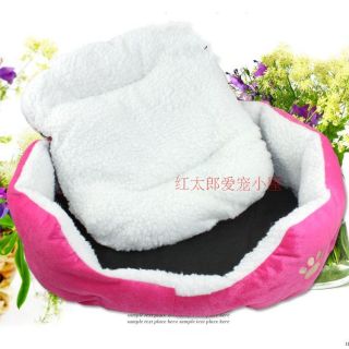 Pink Color Pet Dog Puppy Cat Soft Fleece Warm Bed House Plush Cozy Mat Pillow