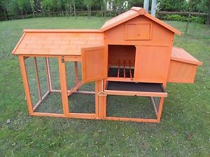 Large Deluxe Chicken Poultry Coop Hen House Rabbit Hutch Cage Nesting Box 0311L