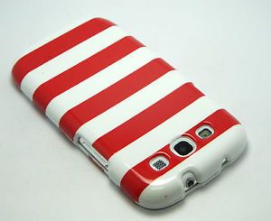 Red White Stripes Hard Snap on Case Cover Samsung Galaxy s III 3 S3 Accessory