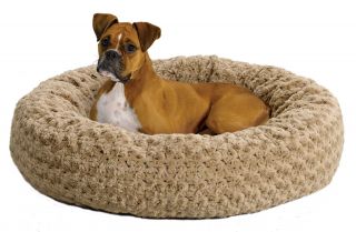 Midwest Quiet Time Deluxe Washable Faux Fur Bagel Pet Dog Cat Bed Taupe Swirl
