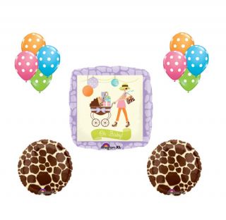 Oh Baby Modern Mommy Giraffe Jungle Theme Balloon Bouquet Set Baby Shower Party