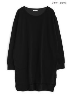 AnnaKastle New Womens Casual Onseam Pockets Sweatshirt Dress Hi Lo Hem Long Top