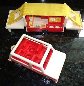 Vintage Fisher Price Little People Pop Up camper and Station Wagon Car