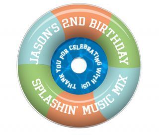 6 Swim Pool Birthday Party Favors CD DVD Labels