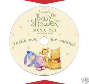 6 Baby Pooh Personalized Baby Shower Party Favor CD DVD Labels