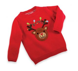 Mud Pie Baby Boys Santas Workshop Collection Reindeer Christmas Sweater Red New