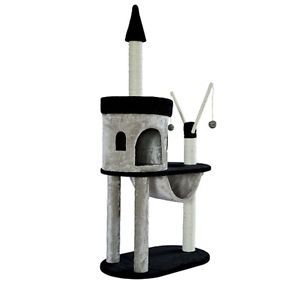 New Black Kitty Cat Scratcher 55" Cat Tree Condo Post Tower Toy Pet Furniture