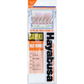 Hayabusa Red Sabiki Salt Water Hot Hooks 6 Pack Size 14 Mix Yarn Carbon Steel