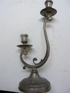 Antique Art Nouveau Pewter Stain Zinc Candle Holder