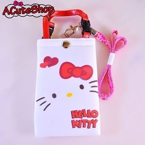 Hello Kitty Head Cell Phone Holder iPhone 4 4S Samsung S2 S3 Case Bag White