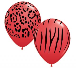 Zebra Leopard Red 11" Latex Balloons 12 Birthday Party Jungle Safari Print