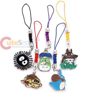 My Neighbor Totoro Cell Phone Straps 5pc Charm Set Phone Accessories Cat Bus
