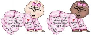 Unique Personalized Baby Shower Party Favor Gift Tags Shaped Like Baby "Cute"