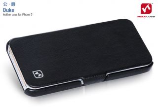 Hoco Duke iPhone 5 Genuine Leather Side Flip Case Cover Black