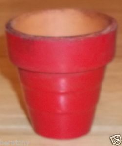 Vintage Antique Terra Cotta Pottery Red Painted Flower Pot Planter Red Clay Mini
