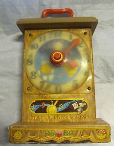 Fisher Price Music Box Tick Tock Clock Vintage 1964 Toy 997 Free US SHIP