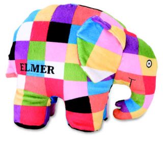 Elmer The Patchwork Elephant Large 12 inch Plush Toy Soft Pillow Like Animal
