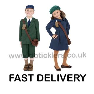 Childrens World War II WW2 Evacuee Boy Girl Fancy Dress Age 4 12 Book Day New