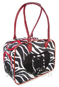 Dog Carrier Bag Cat Zebra Pet Travel Puppy Nylon Purse Red Animal Airplane Carry