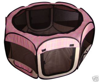 New Pink Grid Pet Dog Cat Tent Puppy Playpen Exercise Pen Soft Crate Small