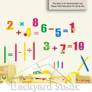 New Number Math Wall Stickers Decal Classroom School Nursery Room Decor US HQ