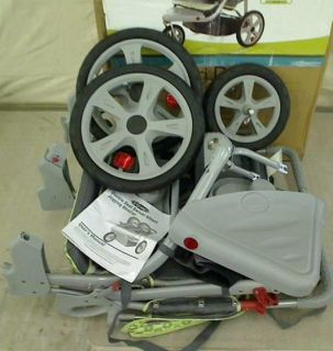 Instep Safari Swivel Wheel Jogger Double Gray Green Stroller $179 99